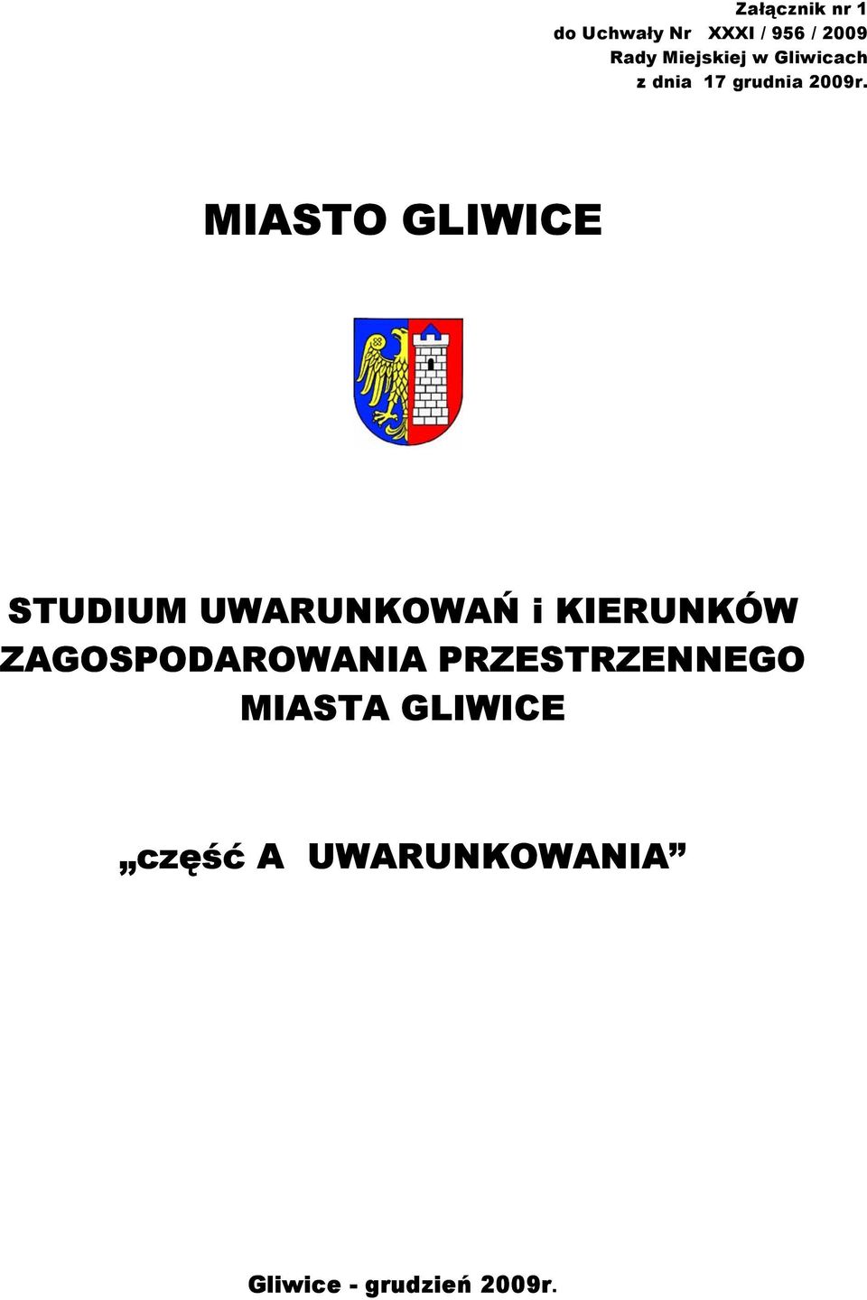 MIASTO GLIWICE STUDIUM UWARUNKOWAŃ i KIERUNKÓW