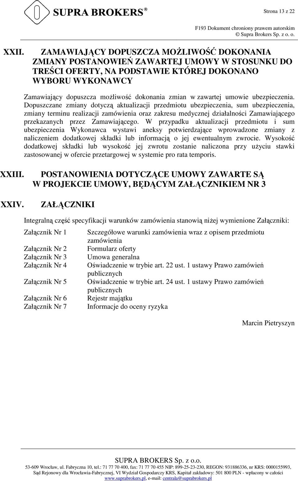 w zawartej umowie ubezpieczenia.
