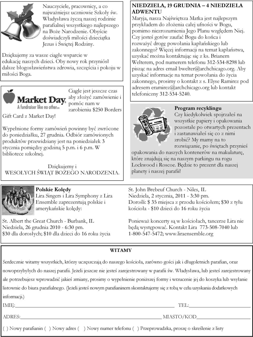 Oby nowy rok przyniósł dalsze błogosławieństwa zdrowia, szczęścia i pokoju w miłości Boga. Gift Card z Market Day!