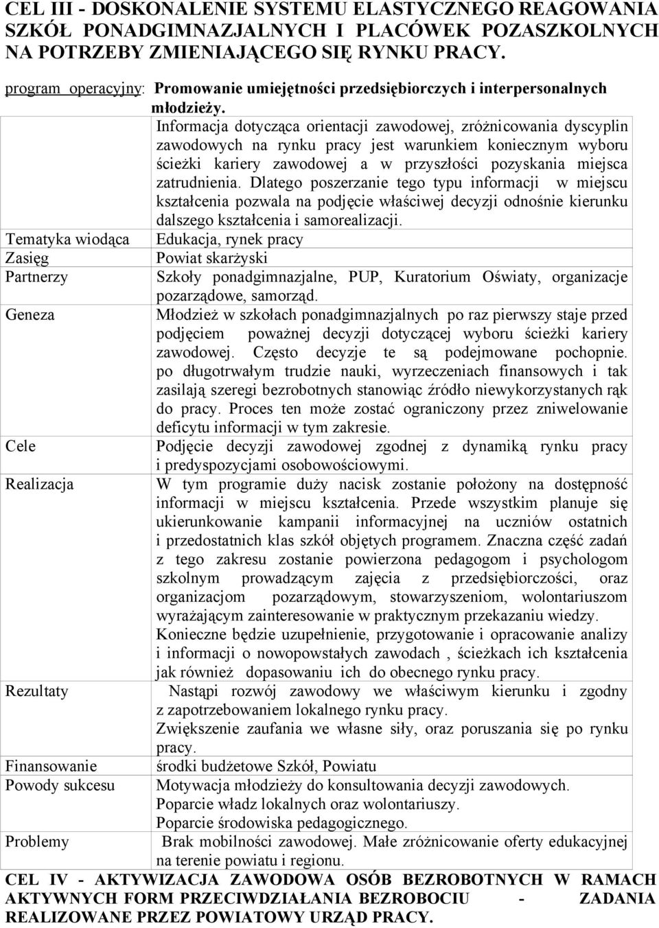 Informacja dotycząca orientacji zawodowej, zróżnicowania dyscyplin zawodowych na rynku pracy jest warunkiem koniecznym wyboru ścieżki kariery zawodowej a w przyszłości pozyskania miejsca zatrudnienia.