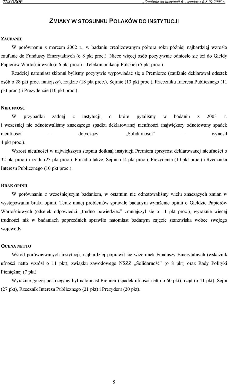 Nieco więcej osób pozytywnie odniosło się też do Giełdy Papierów Wartościowych (o pkt proc.) 