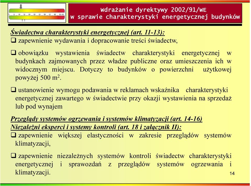 widocznym miejscu. Dotyczy to budynków o powierzchni użytkowej powyżej 500 m 2.