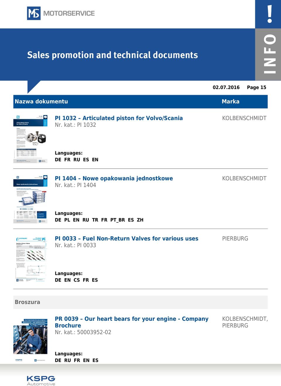 : PI 1404 DE PL EN RU TR FR PT_BR ES ZH PI 0033 Fuel Non-Return Valves for various uses