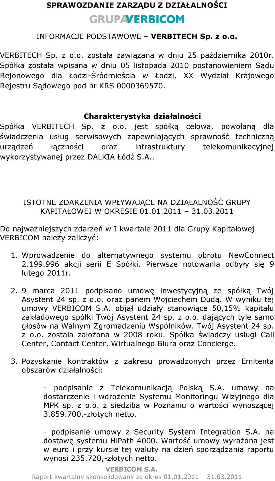 Charakterystyka działalnoś