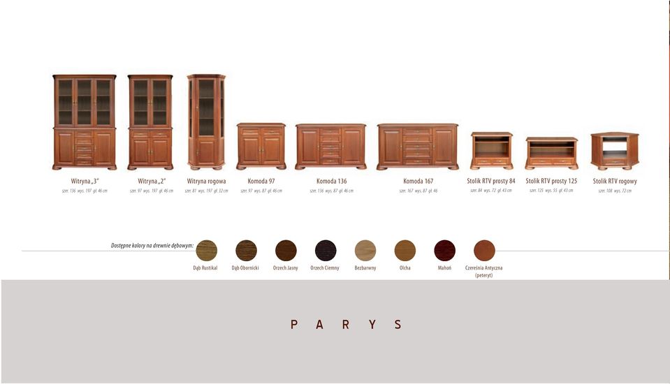 72 gł. 43 cm Stolik RTV prosty 125 szer. 125 wys. 55 gł. 43 cm Stolik RTV rogowy szer. 108 wys.
