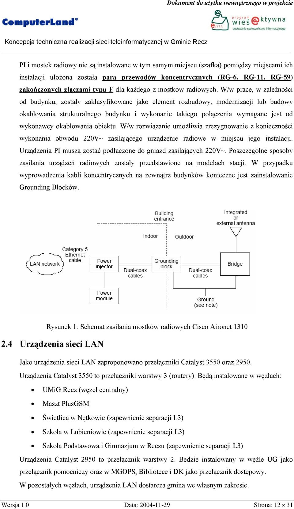 W/w prace, w zależności od budynku, zostały zaklasyfikowane jako element rozbudowy, modernizacji lub budowy okablowania strukturalnego budynku i wykonanie takiego połączenia wymagane jest od