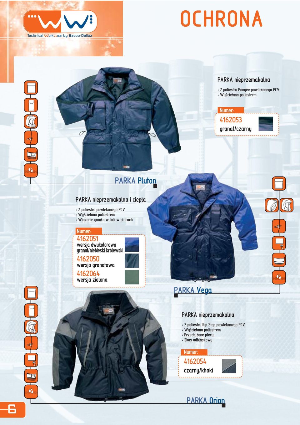 dwukolorowa granat/niebieski królewski 4162050 wersja granatowa 4162064 wersja zielona PARKA Vega PARKA