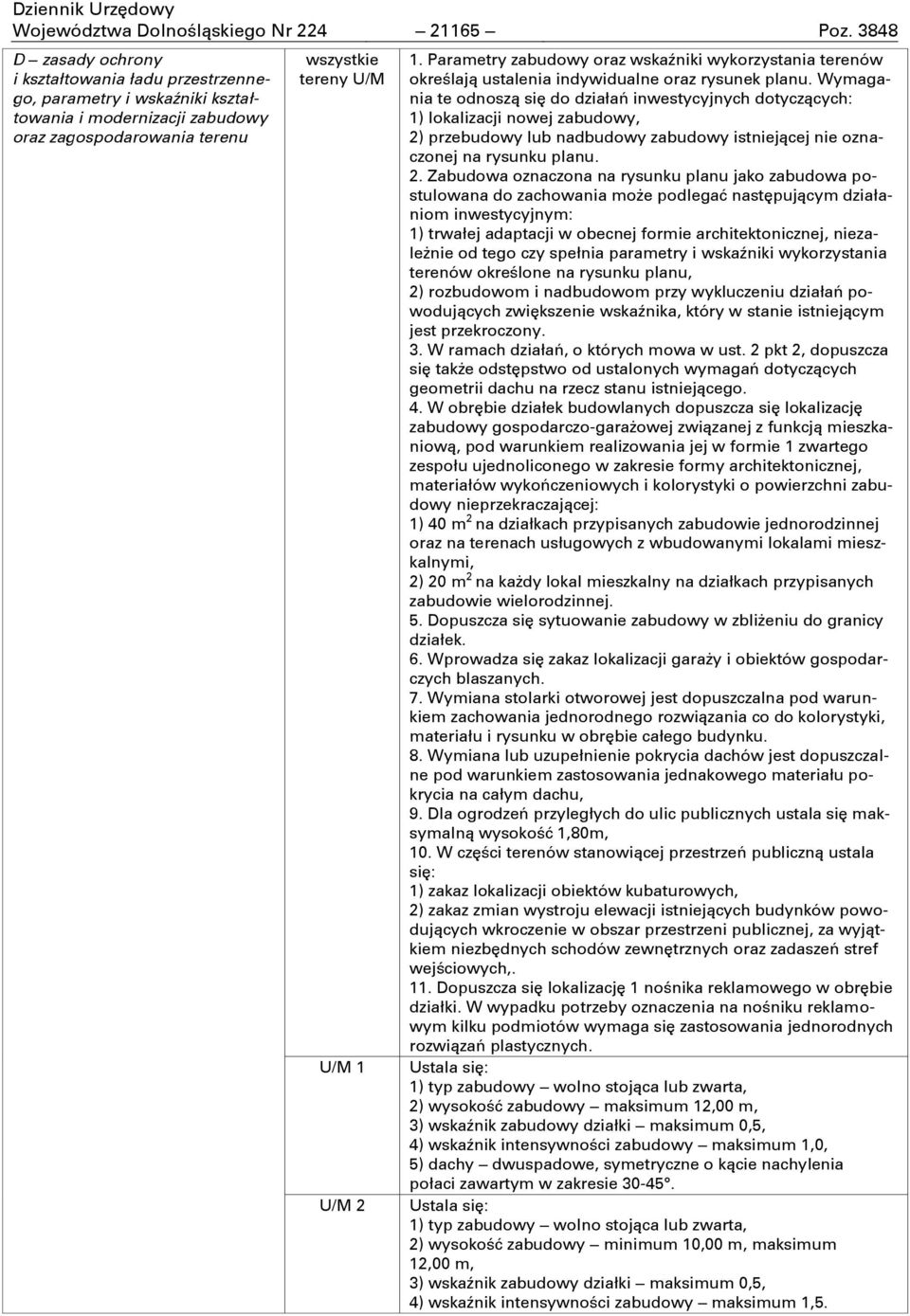 Parametry zabudowy oraz wskaźniki wykorzystania terenów określają ustalenia indywidualne oraz rysunek planu.