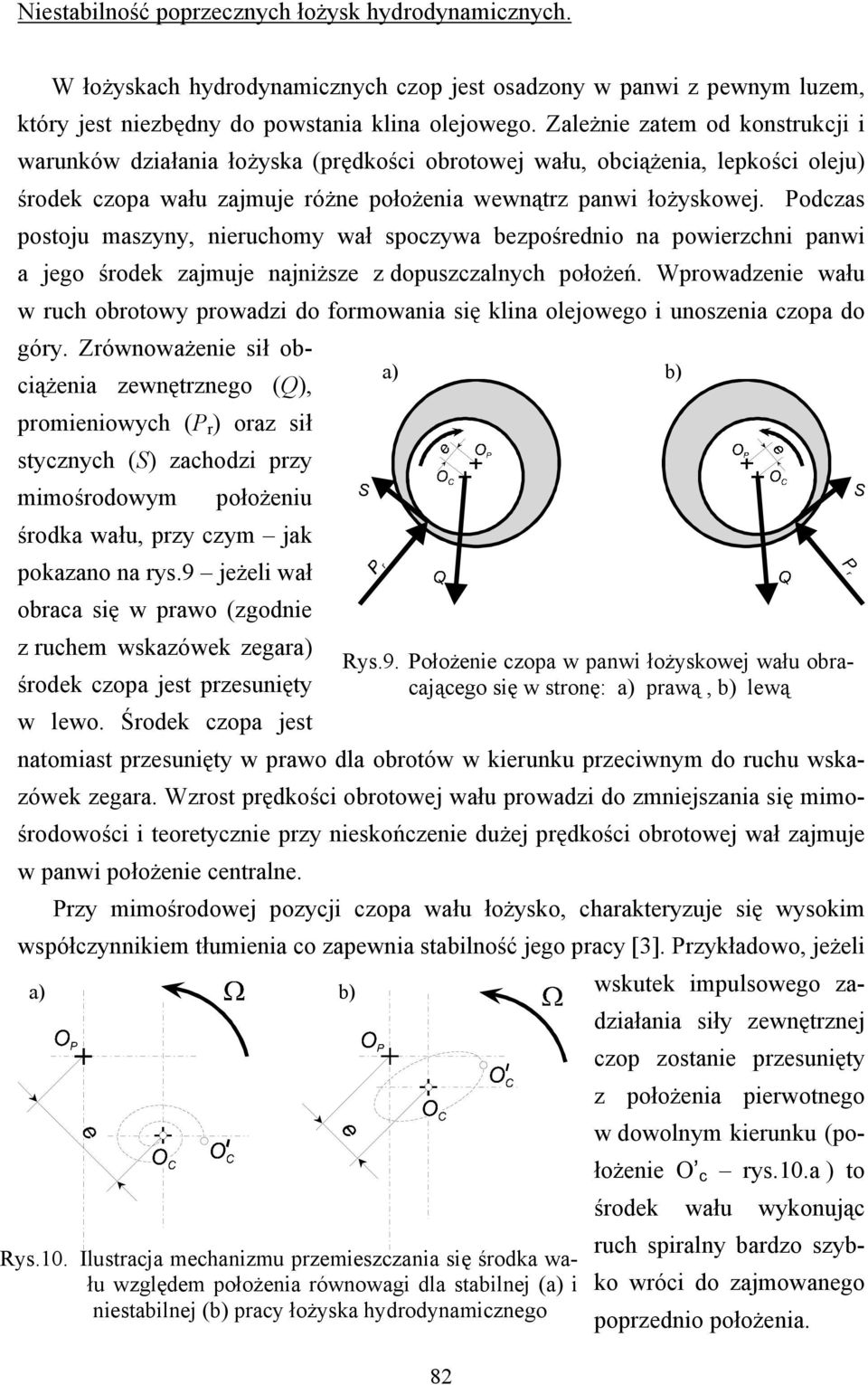 Podczas postoju maszyny, nieruchomy wał spoczywa bezpośrednio na powierzchni panwi a jego środek zajmuje najniższe z dopuszczalnych położeń.