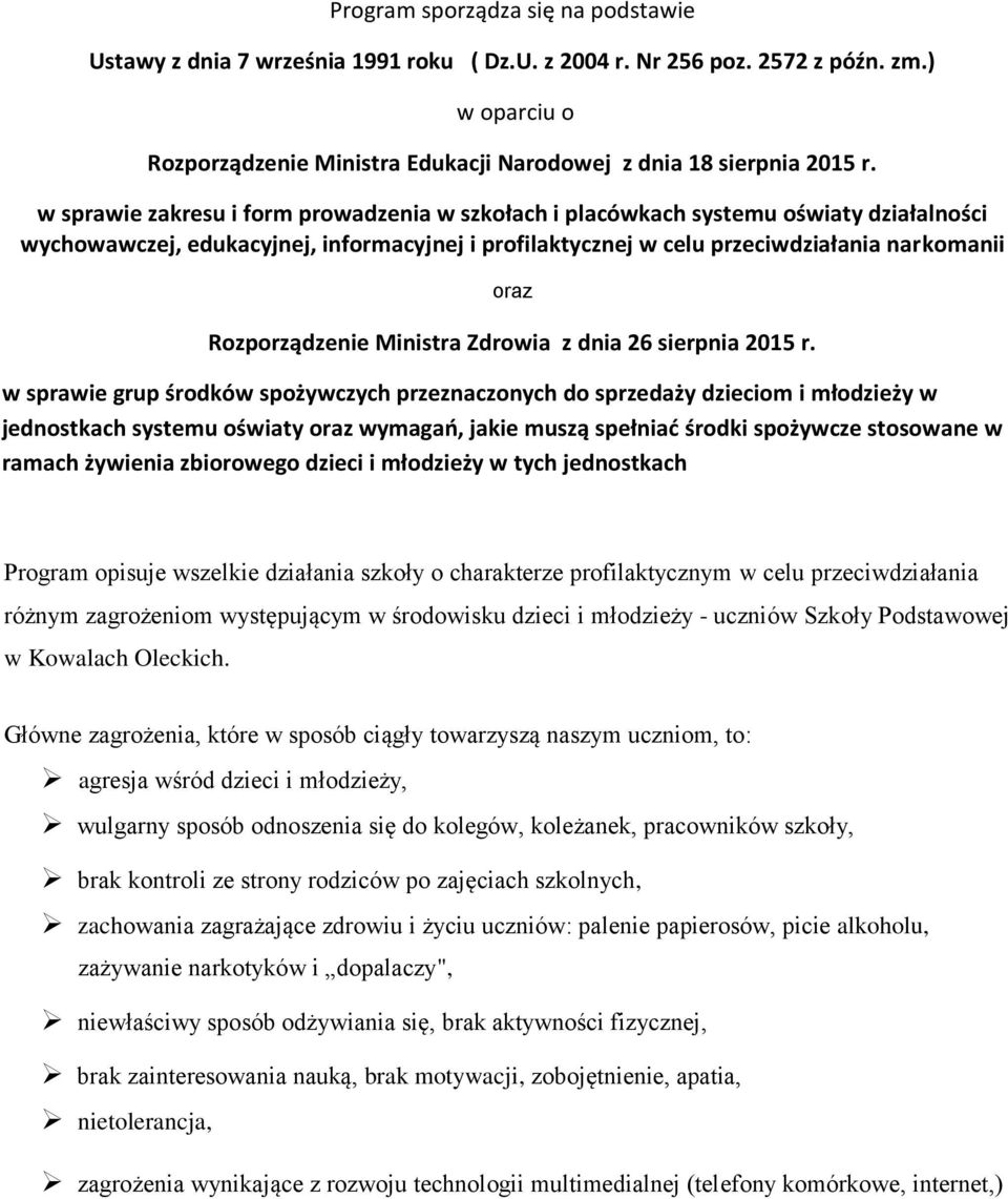 Rozporządzenie Ministra Zdrowia z dnia 26 sierpnia 2015 r.