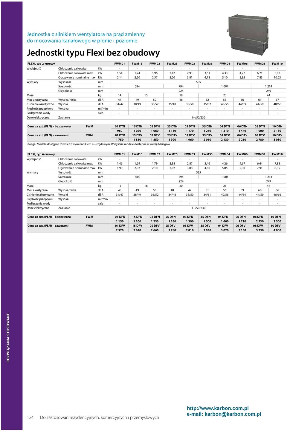 4,78 5,10 5,95 7,83 10,03 Wymiary Wysokość mm 535 Szerokość mm 584 794 1 004 1 214 Głębokość mm 224 249 Masa kg 14 15 19 23 44 Moc akustyczna Wysoka/niska dba 47 49 50 48 52 53 56 61 67 Ciśnienie