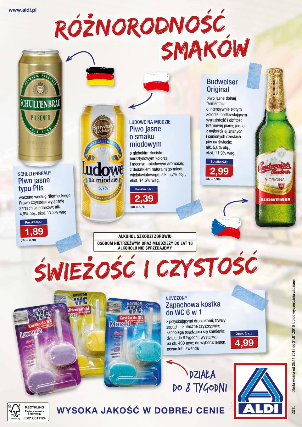 Puszka 0,5 l 2,39 (litr = 4,78) Budweiser Original piwo jasne dolnej fermentacji o intensywnie złotym kolorze, podkreślającym wyrazistość i obfi tość kremowej piany; jedno z najbardziej znanych i