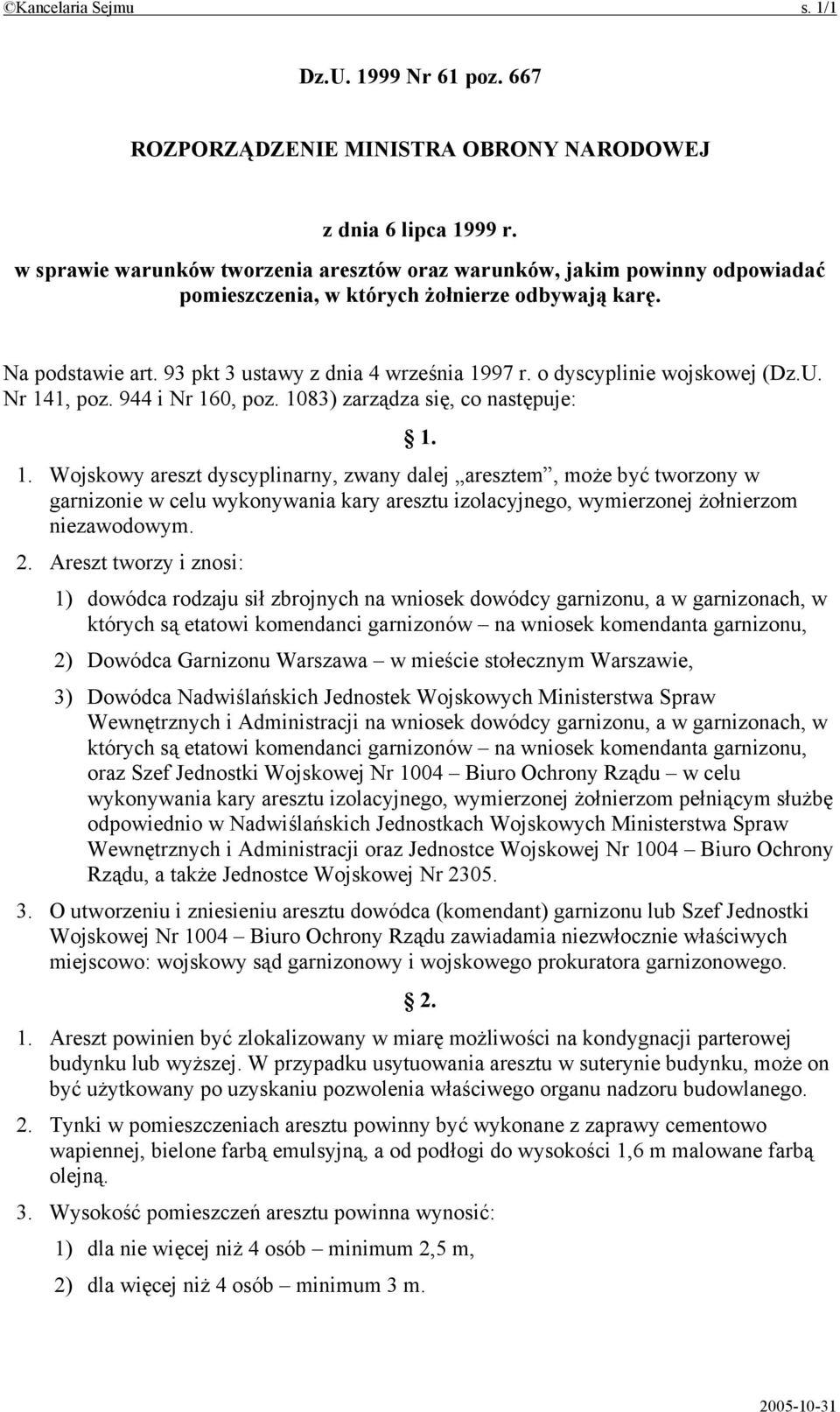 o dyscyplinie wojskowej (Dz.U. Nr 14