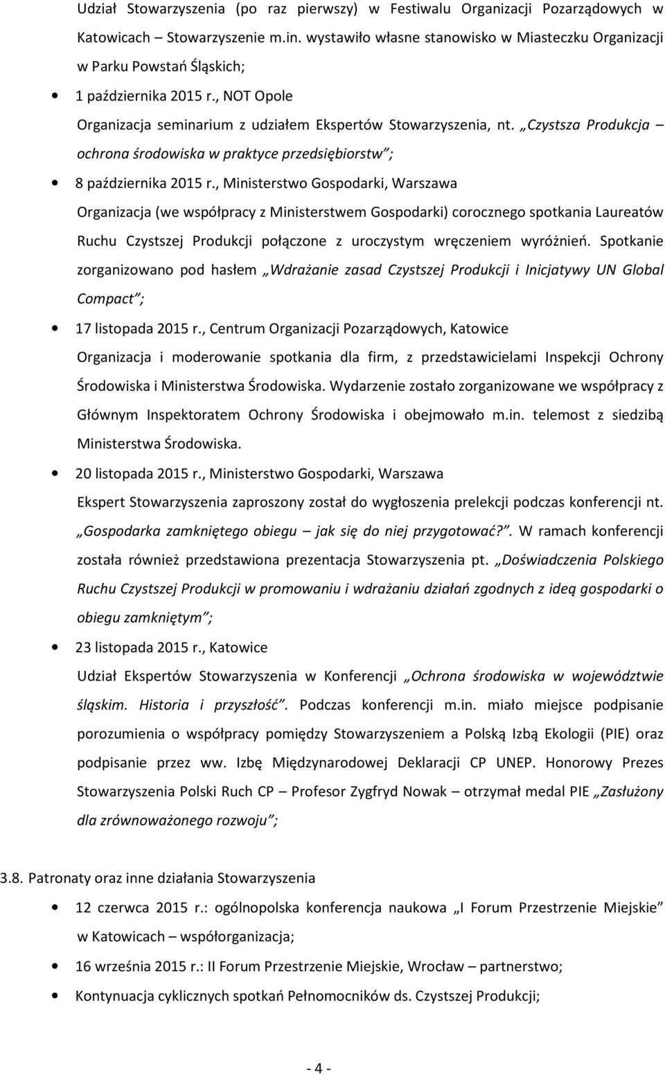 Czystsza Produkcja ochrona środowiska w praktyce przedsiębiorstw ; 8 października 2015 r.