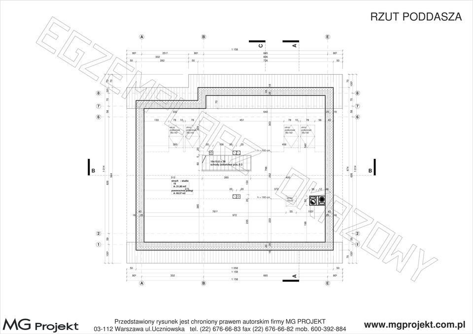 30 43 43 5 33 5 303 5 h = cm x40 x40 3 0 400 strych - studio 0 A:, m 4 powierzchnia podogi 0 0
