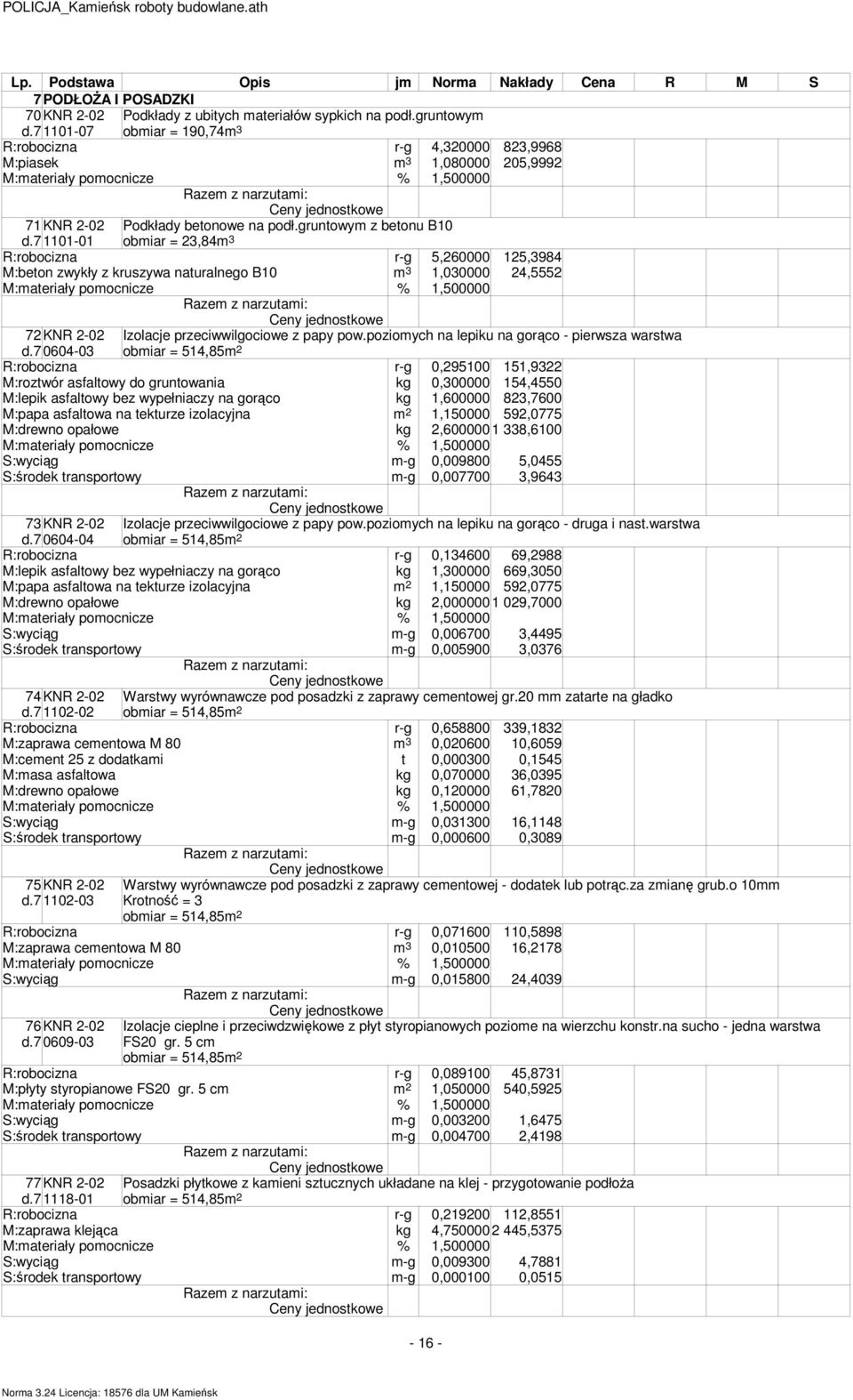 7 0604-03 Izolacje przeciwwilgociowe z papy pow.