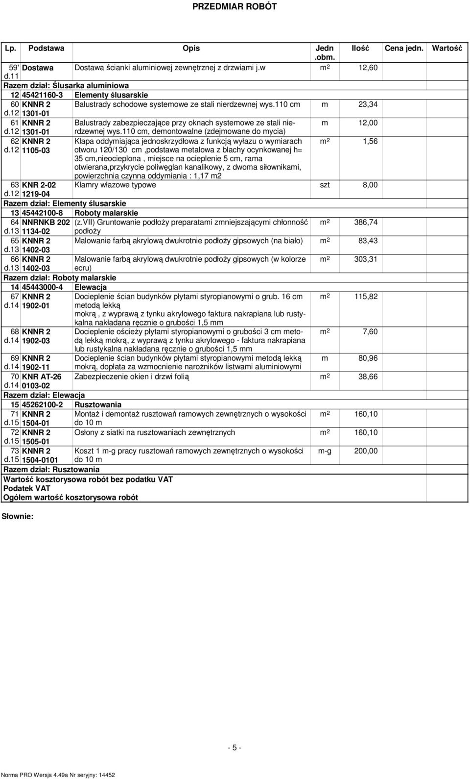 2 30-0 6 KNNR 2 Balustrady zabezpieczające przy oknach systeowe ze stali nierdzewnej 2,00 d.2 30-0 wys.