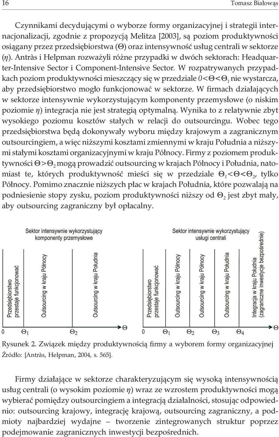 W rozpatrywanych przypadkach poziom produktywnoœci mieszcz¹cy siê w przedziale 0< 1 nie wystarcza, aby przedsiêbiorstwo mog³o funkcjonowaæ w sektorze.
