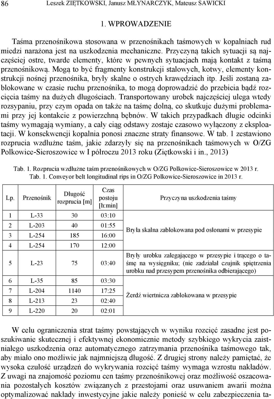 Mogą to być fragmenty konstrukcji stalowych, kotwy, elementy konstrukcji nośnej przenośnika, bryły skalne o ostrych krawędziach itp.