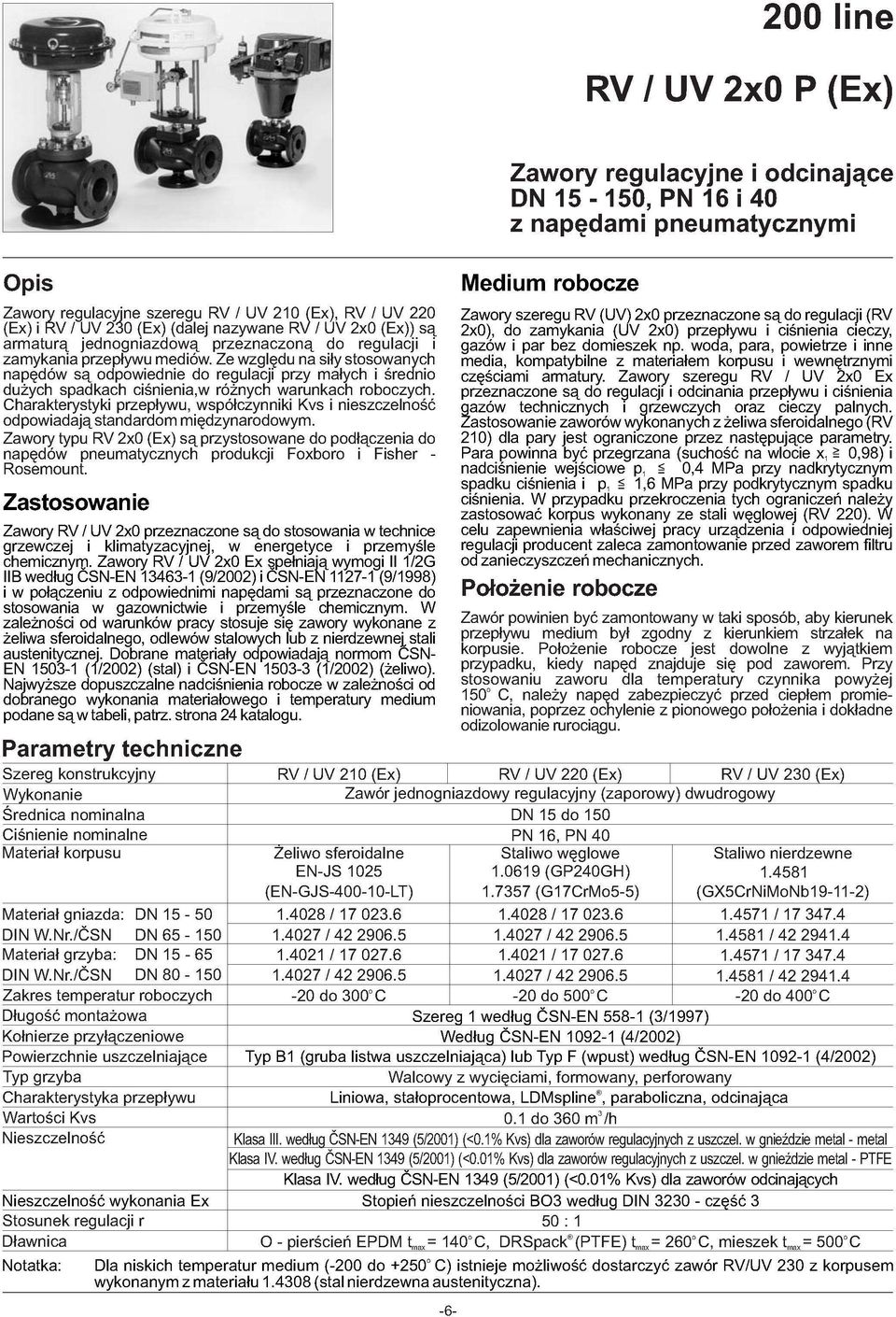 Ze względu na siły stosowanych napędów są odpowiednie do regulacji przy małych i średnio dużych spadkach ciśnienia,w różnych warunkach roboczych.
