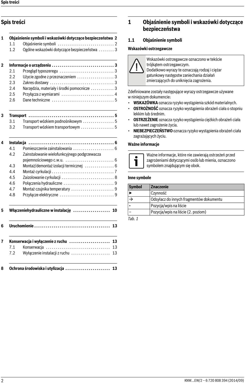................................ 3 2.4 Narzędzia, materiały i środki pomocnicze............ 3 2.5 Przyłącza z wymiarami........................... 4 2.6 Dane techniczne................................ 5 3 Transport.