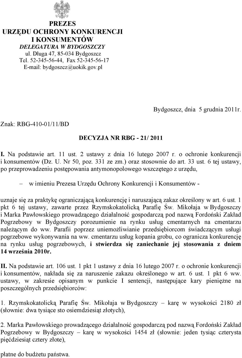 Nr 50, poz. 331 ze zm.) oraz stosownie do art. 33 ust.