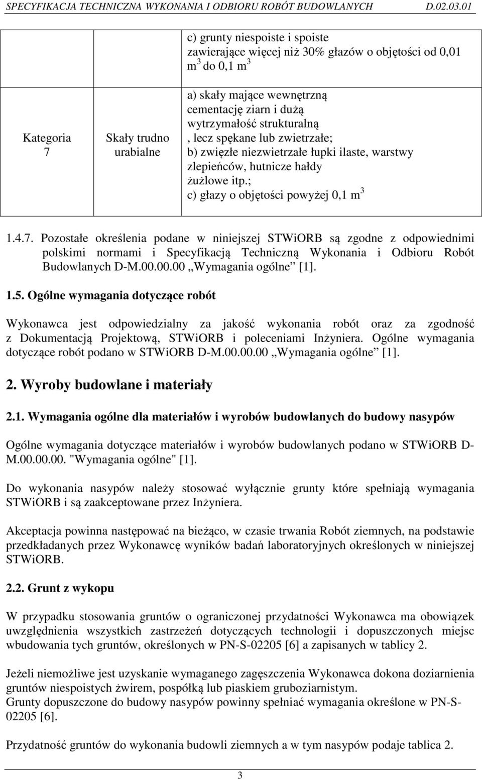 Pozostałe określenia podane w niniejszej STWiORB są zgodne z odpowiednimi polskimi normami i Specyfikacją Techniczną Wykonania i Odbioru Robót Budowlanych D-M.00.00.00 Wymagania ogólne [1]. 1.5.