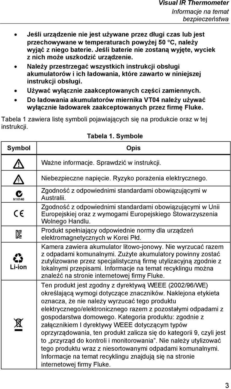 Należy przestrzegać wszystkich instrukcji obsługi akumulatorów i ich ładowania, które zawarto w niniejszej instrukcji obsługi. Używać wyłącznie zaakceptowanych części zamiennych.