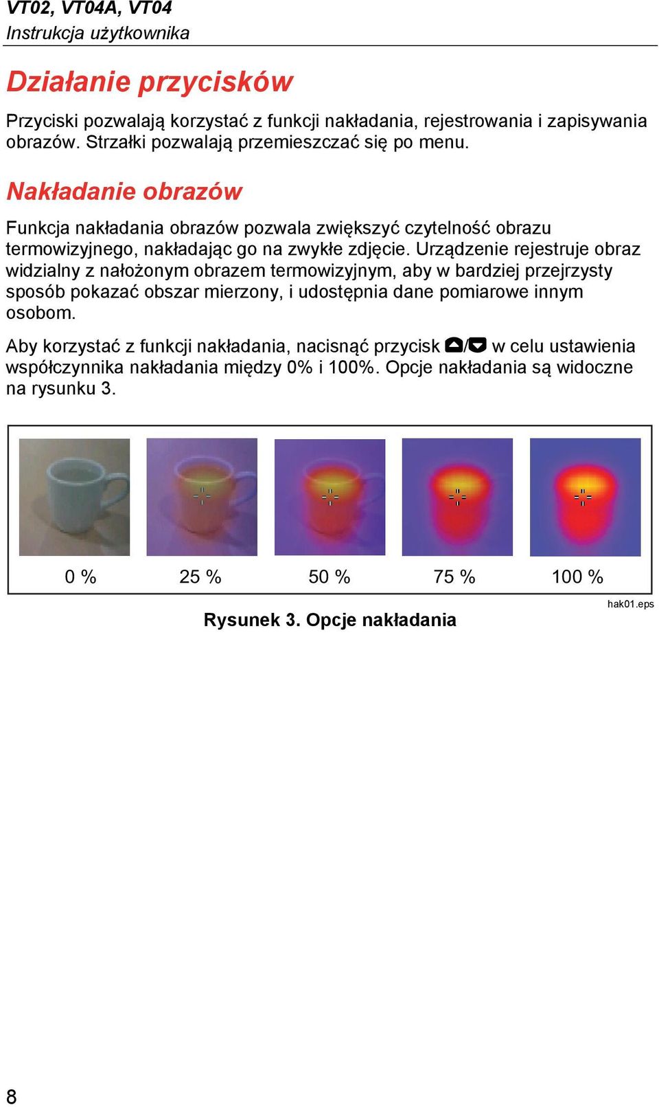 Urządzenie rejestruje obraz widzialny z nałożonym obrazem termowizyjnym, aby w bardziej przejrzysty sposób pokazać obszar mierzony, i udostępnia dane pomiarowe innym osobom.