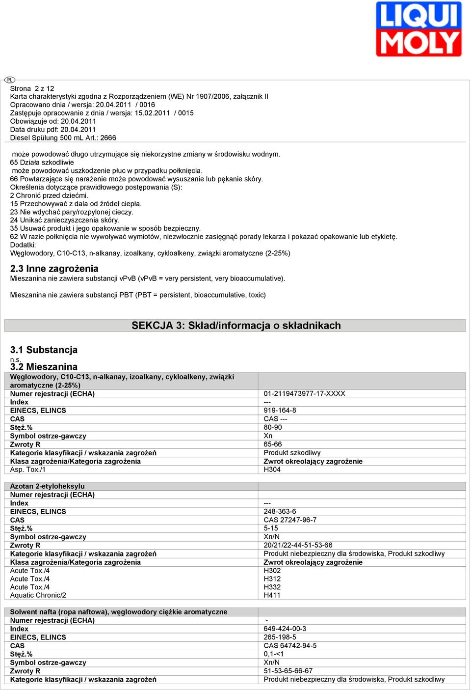 23 Nie wdychać pary/rozpylonej cieczy. 24 Unić zanieczyszczenia skóry. 35 Usuwać produkt i jego opakowanie w sposób bezpieczny.