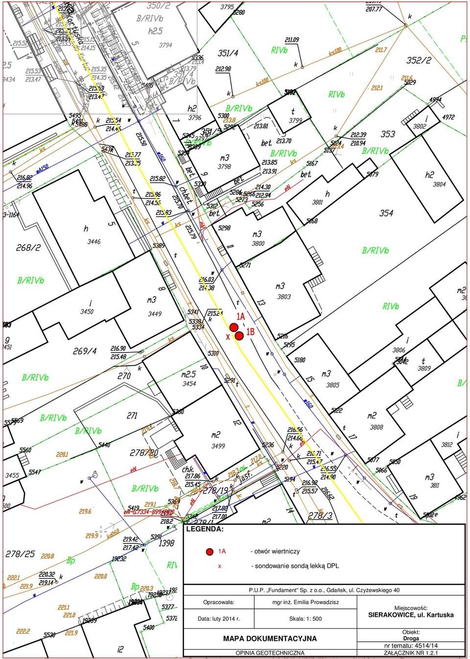 Emilia Prowadzisz Data: luty 2014 r. Skala: 1: 500 Miejscowość: SIERAKOWICE, ul.