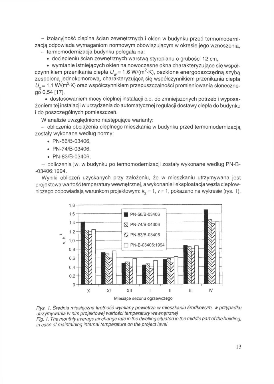 energooszczędną szybą zespoloną jednokomorową, charakteryzującą się współczynnikiem przenikania ciepła = 1,1 W/ oraz współczynnikiem przepuszczalności promieniowania słonecznego 0,54 [17],