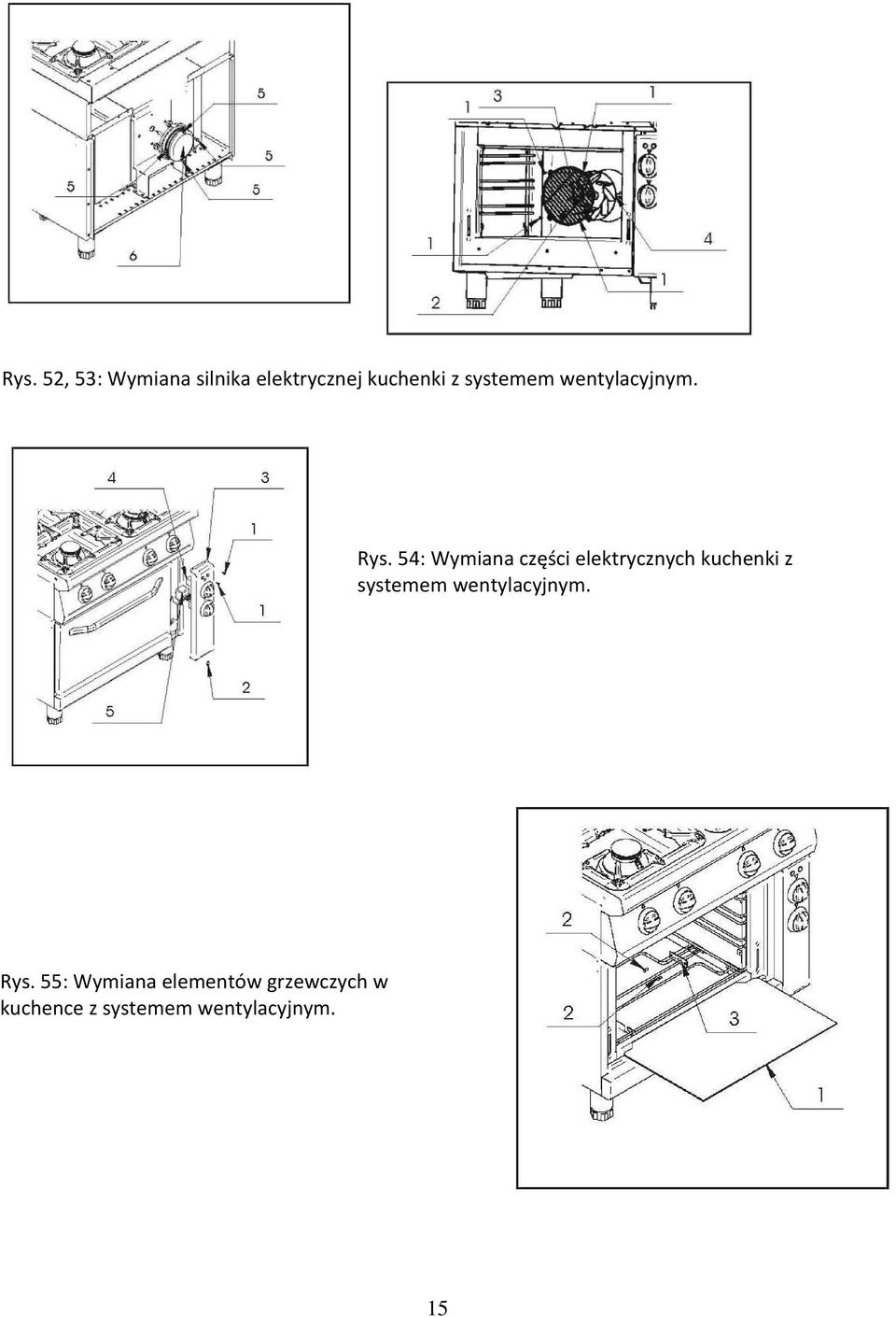 54: Wymiana części elektrycznych kuchenki z  55: Wymiana