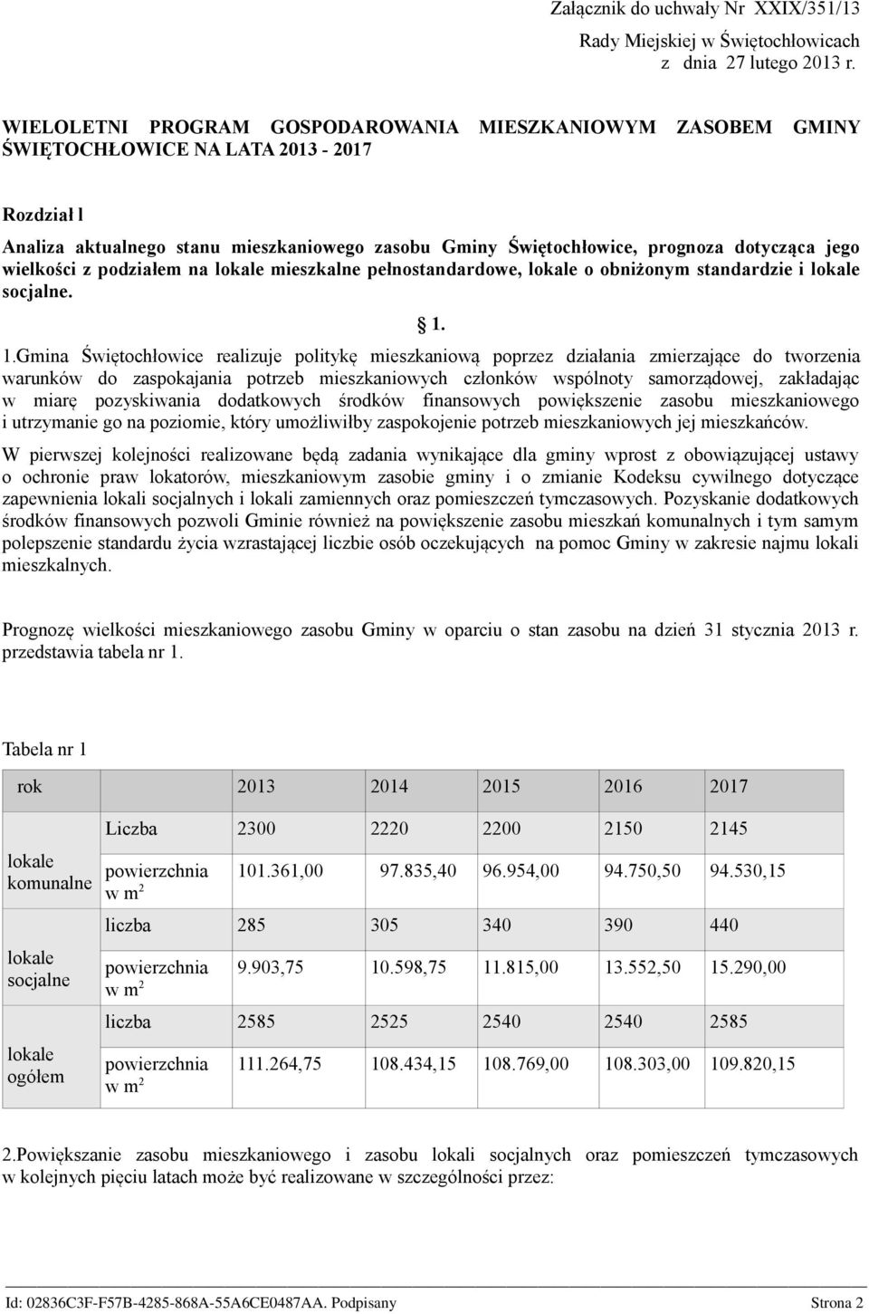 wielkości z podziałem na lokale mieszkalne pełnostandardowe, lokale o obniżonym standardzie i lokale socjalne. 1.