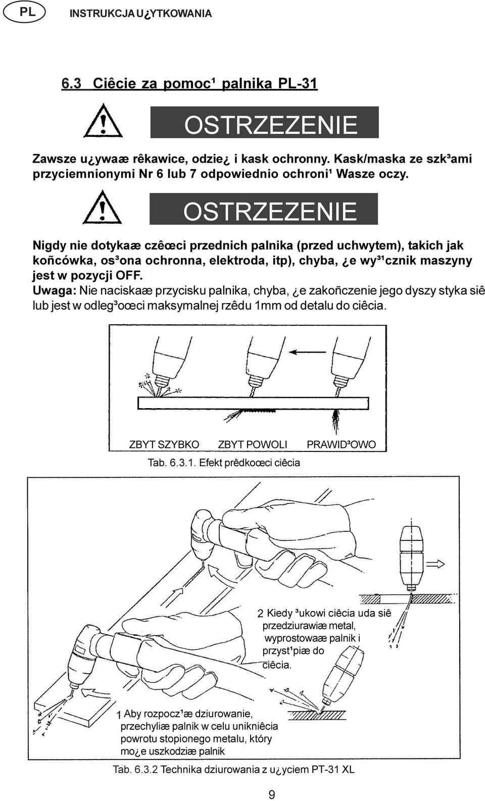 Uwaga: Nie naciskaæ przycisku palnika, chyba, e zakoñczenie jego dyszy styka siê lub jest w odleg³oœci maksymalnej rzêdu 1m