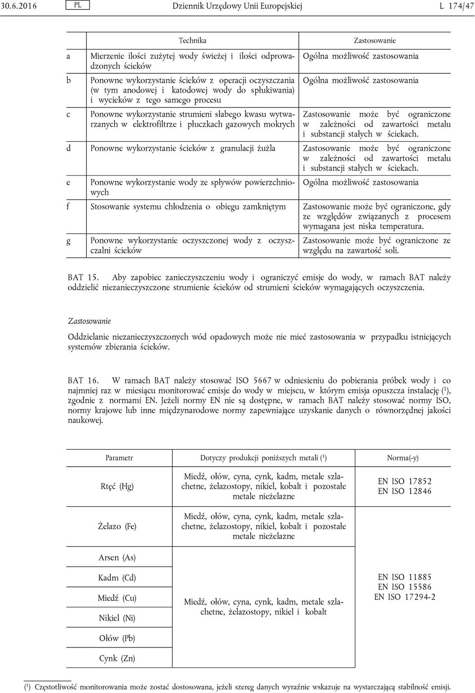 metlu i sustncji stłych w ściekch. d Ponowne wykorzystnie ścieków z grnulcji żużl może yć ogrniczone w zleżności od zwrtości metlu i sustncji stłych w ściekch.