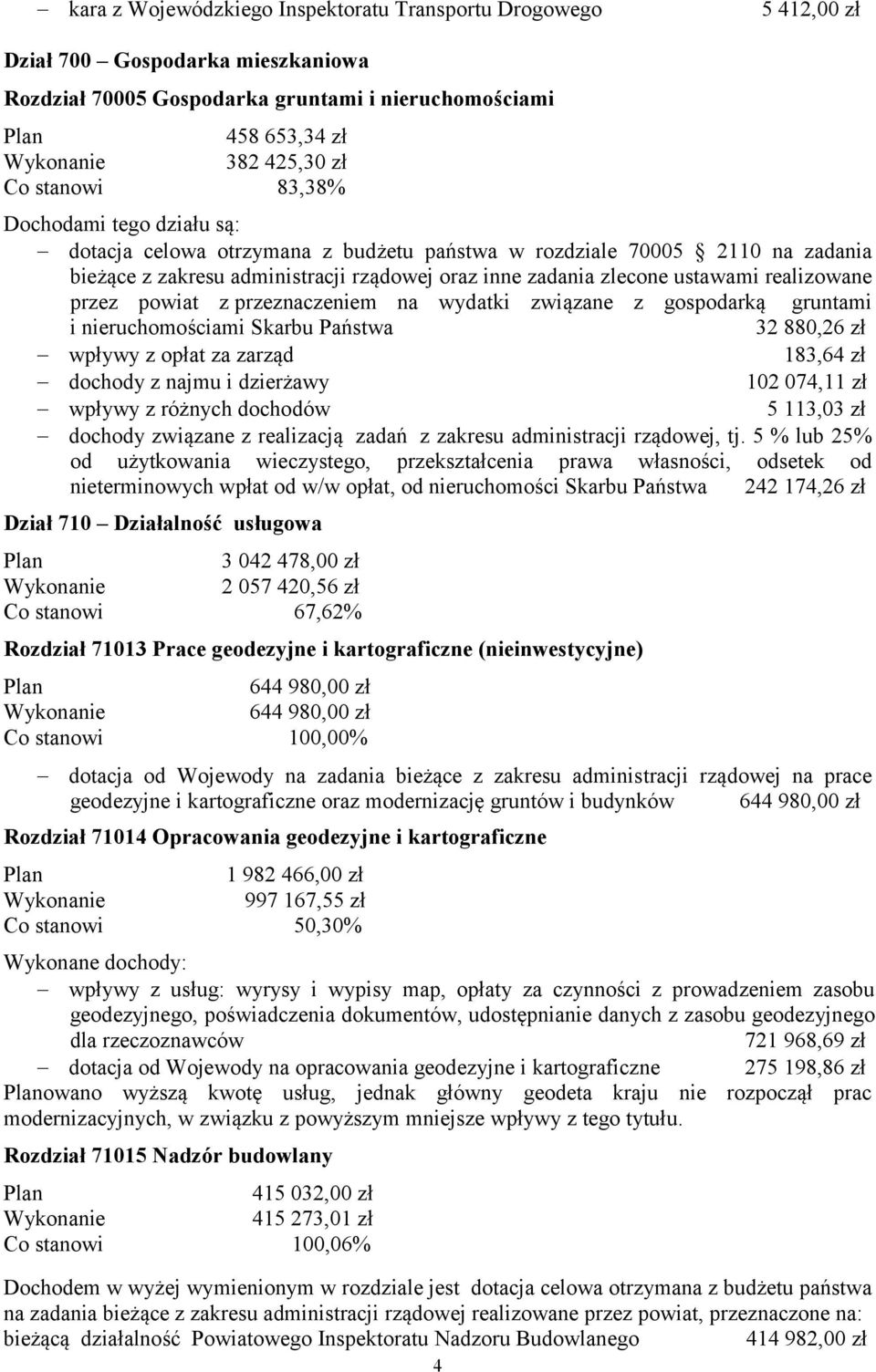 przez powiat z przeznaczeniem na wydatki związane z gospodarką gruntami i nieruchomościami Skarbu Państwa 32 880,26 zł wpływy z opłat za zarząd 183,64 zł dochody z najmu i dzierżawy 102 074,11 zł