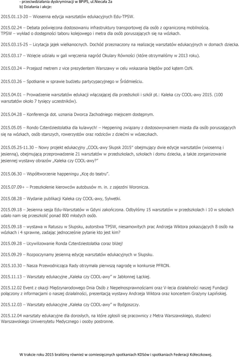 15-25 Licytacja jajek wielkanocnych. Dochód przeznaczony na realizację warsztatów edukacyjnych w domach dziecka. 2015.03.