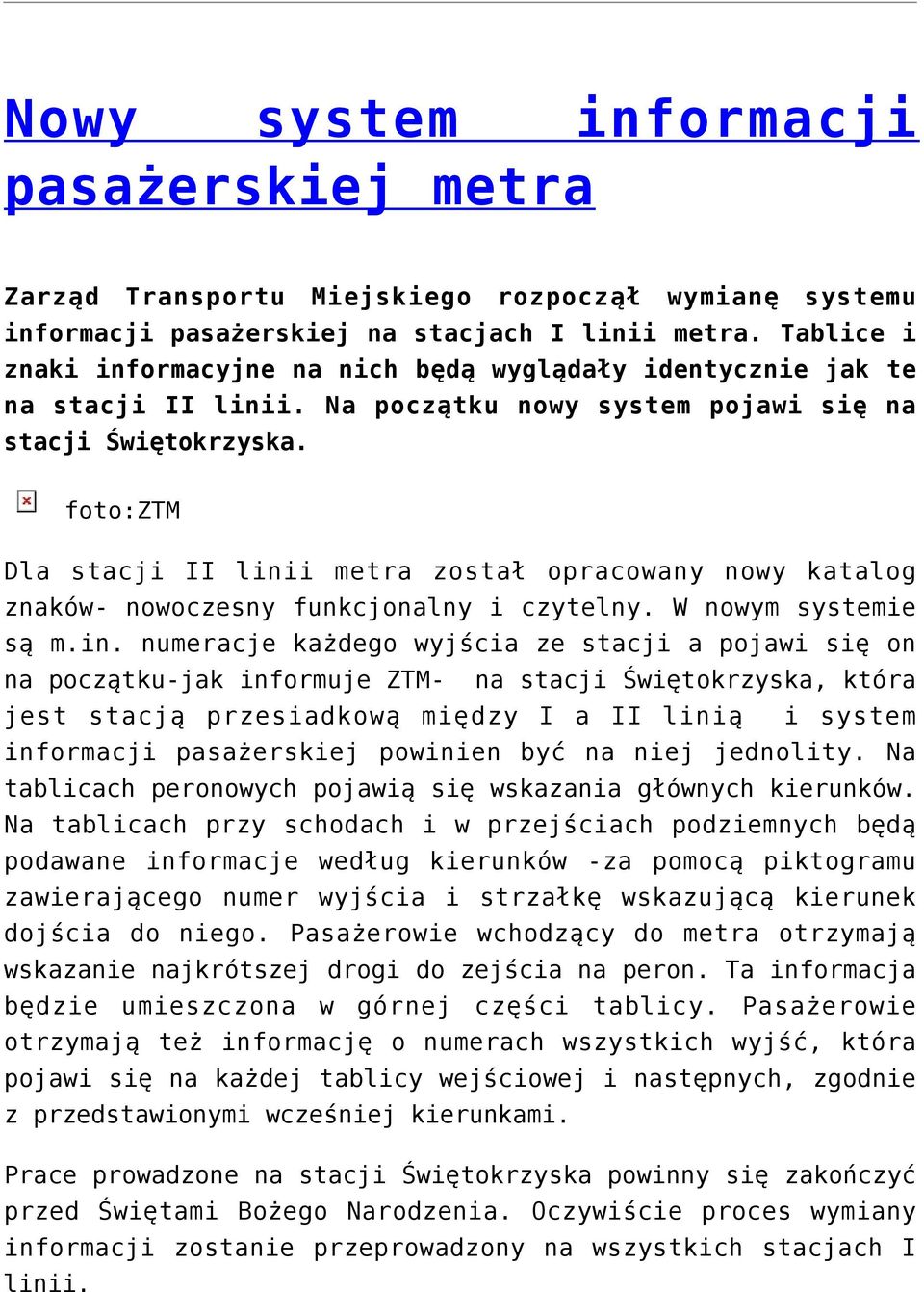 foto:ztm Dla stacji II lini
