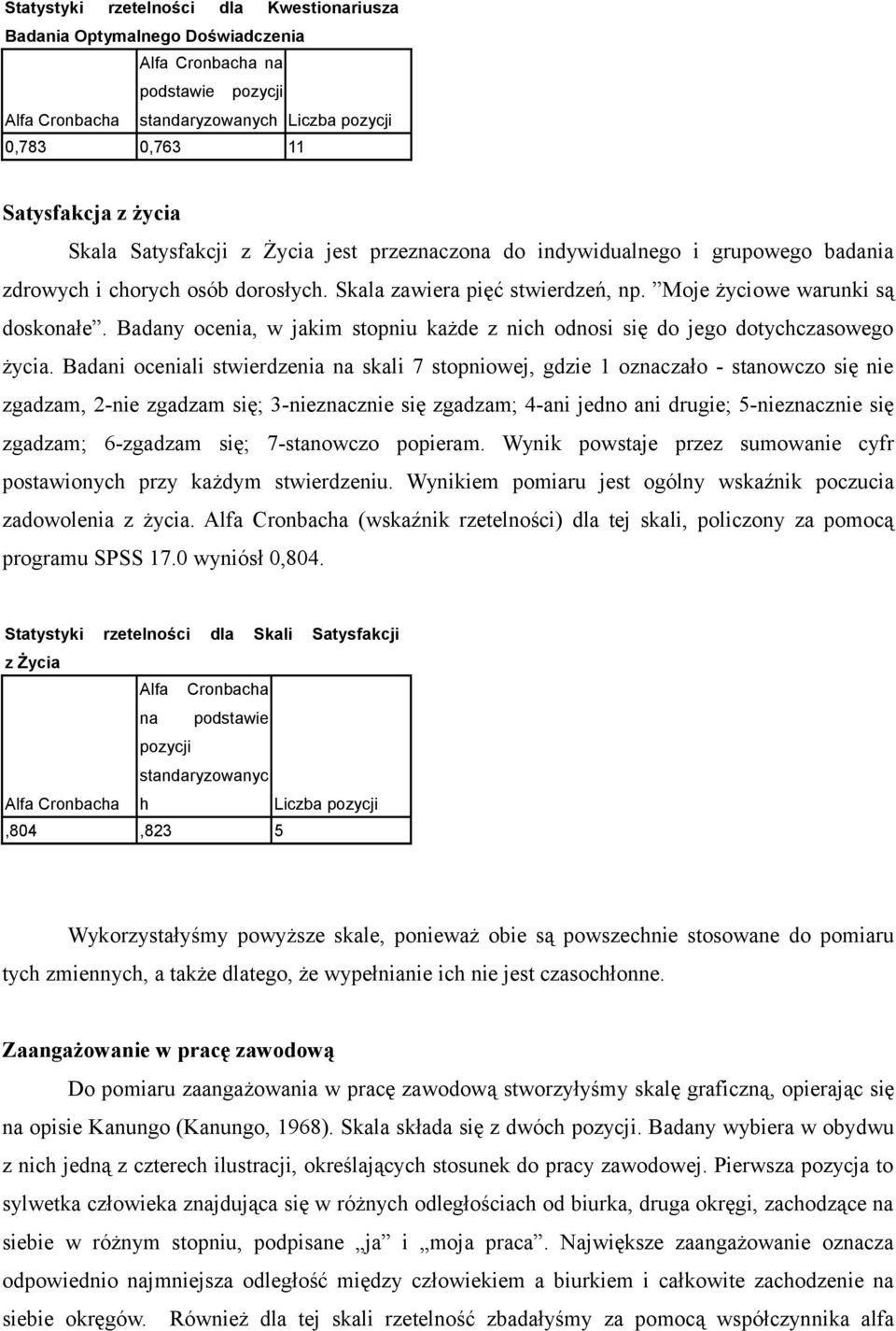 Badany ocenia, w jakim stopniu każde z nich odnosi się do jego dotychczasowego życia.