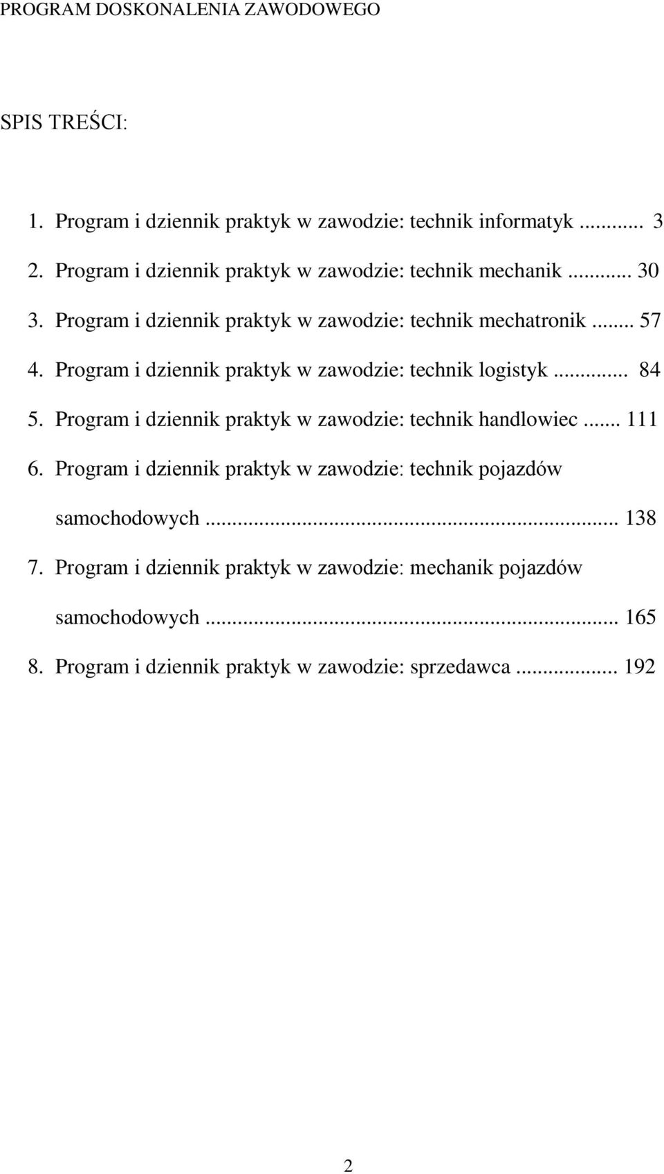 Program i dziennik praktyk w zawodzie: technik handlowiec... 111 6. Program i dziennik praktyk w zawodzie: technik pojazdów samochodowych.