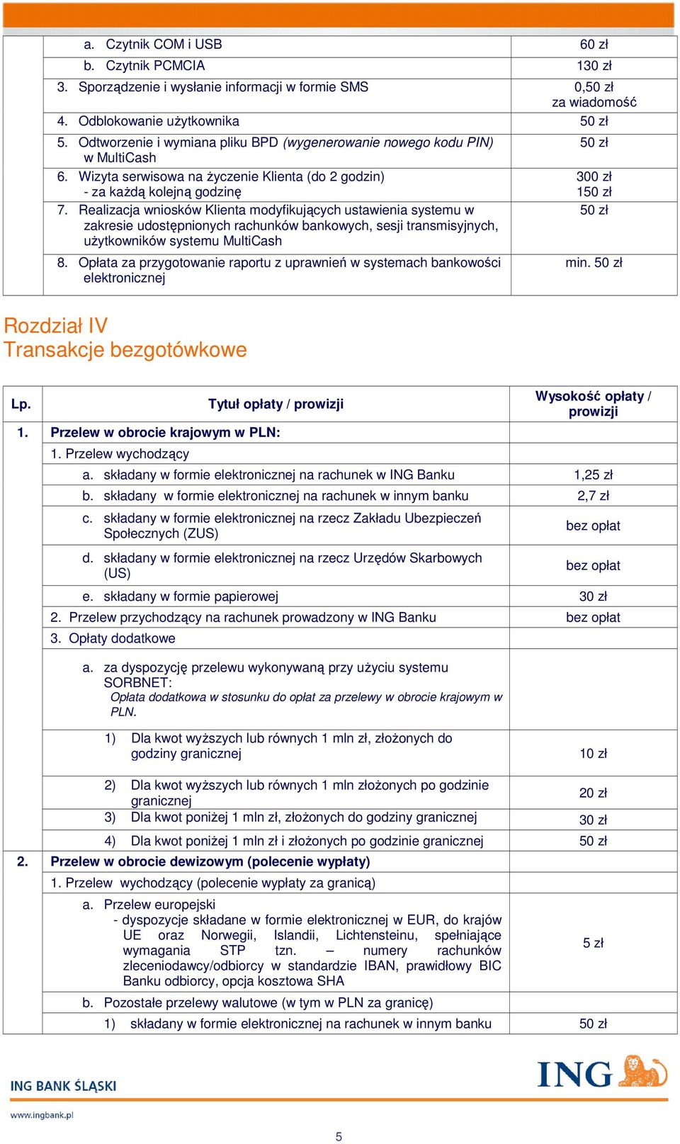Realizacja wniosków Klienta modyfikujących ustawienia systemu w zakresie udostępnionych rachunków bankowych, sesji transmisyjnych, uŝytkowników systemu MultiCash 8.