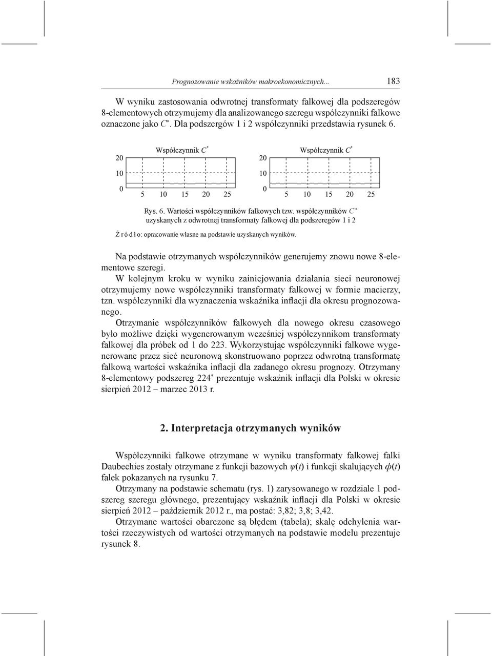 Dla podszergów 1 i 2 współczynniki przedstawia rysunek 6. Rys. 6. Wartości współczynników falkowych tzw.