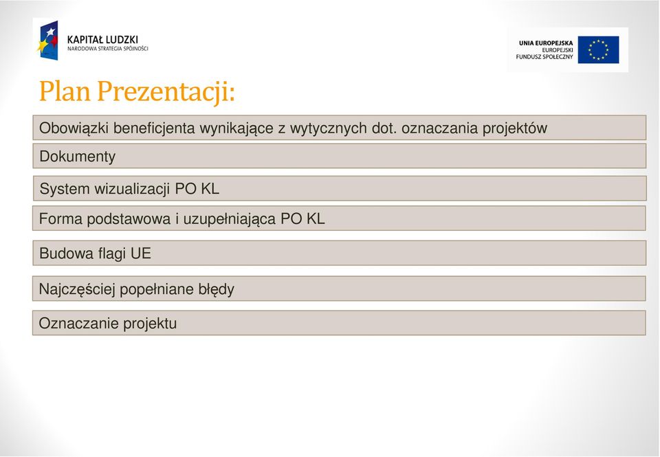 oznaczania projektów Dokumenty System wizualizacji PO KL