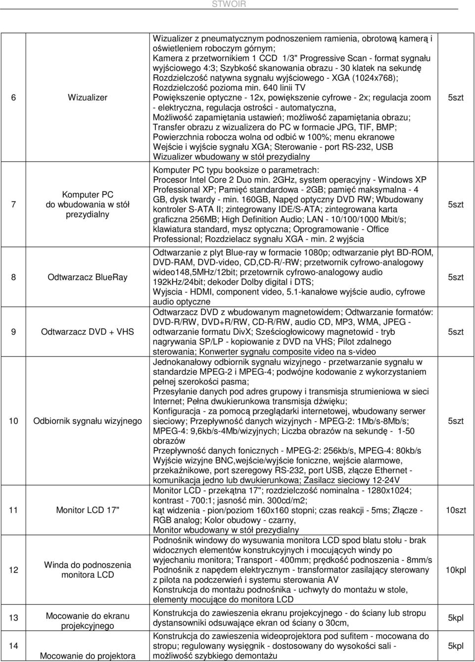 Progressive Scan - format sygnału wyjściowego 4:3; Szybkość skanowania obrazu - 30 klatek na sekundę Rozdzielczość natywna sygnału wyjściowego - XGA (1024x768); Rozdzielczość pozioma min.