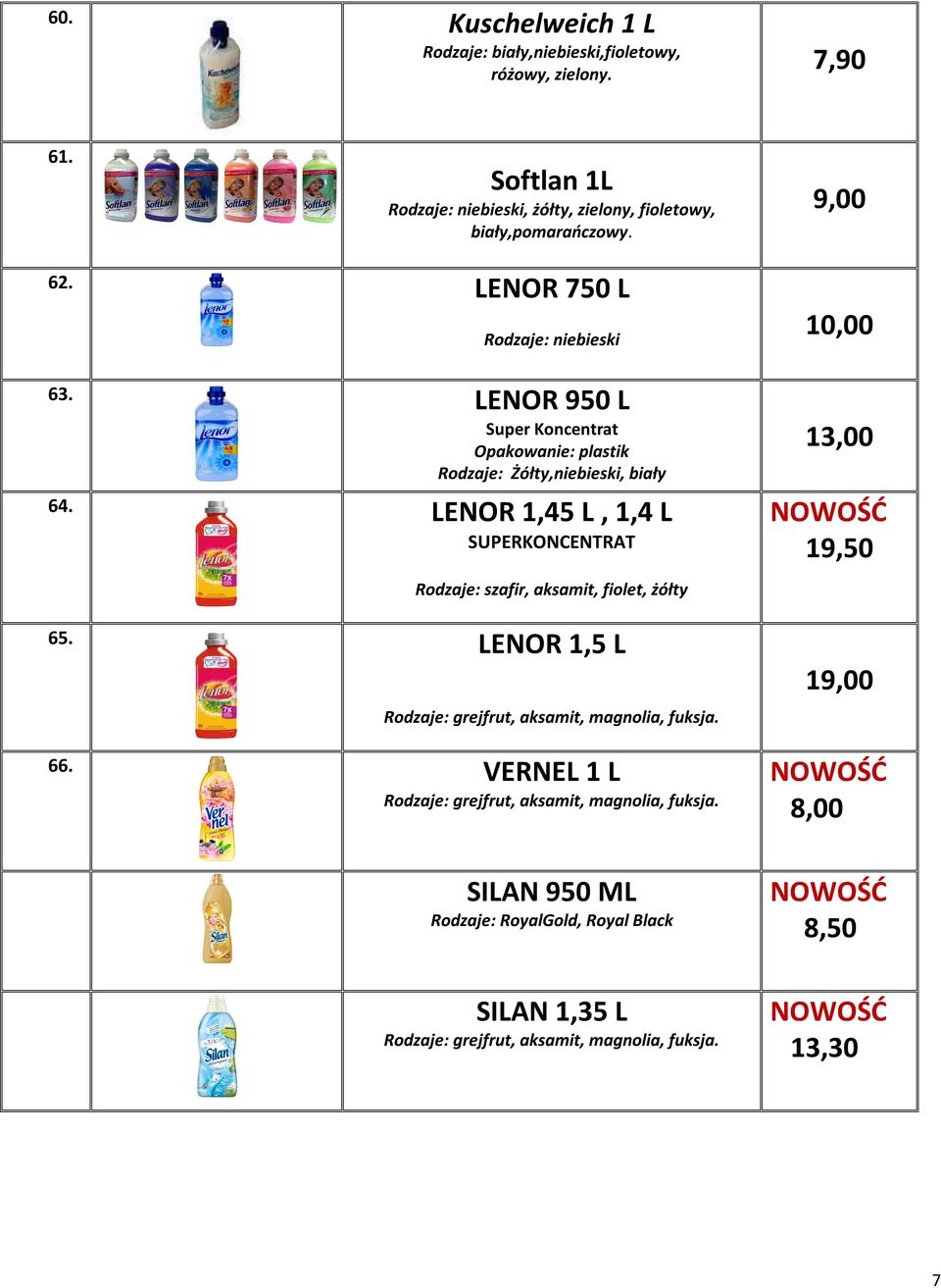 LENOR 950 L Super Koncentrat Opakowanie: plastik Rodzaje: Żółty,niebieski, biały 64.