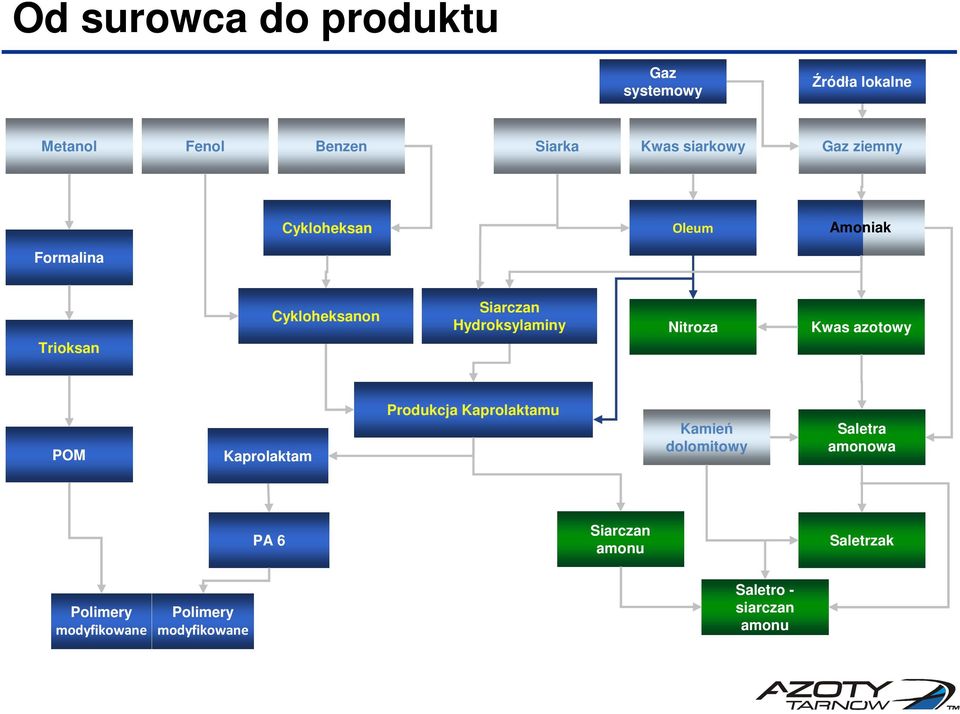 Hydroksylaminy Nitroza Kwas azotowy POM Kaprolaktam Produkcja Kaprolaktamu Kamień dolomitowy