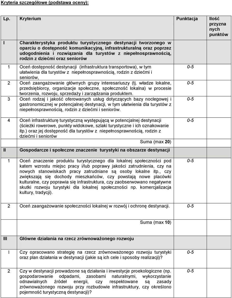 rozwiązania dla turystów z niepełnosprawnością, rodzin z dziećmi oraz seniorów 1 Oceń dostępność destynacji (infrastruktura transportowa), w tym ułatwienia dla turystów z niepełnosprawnością, rodzin