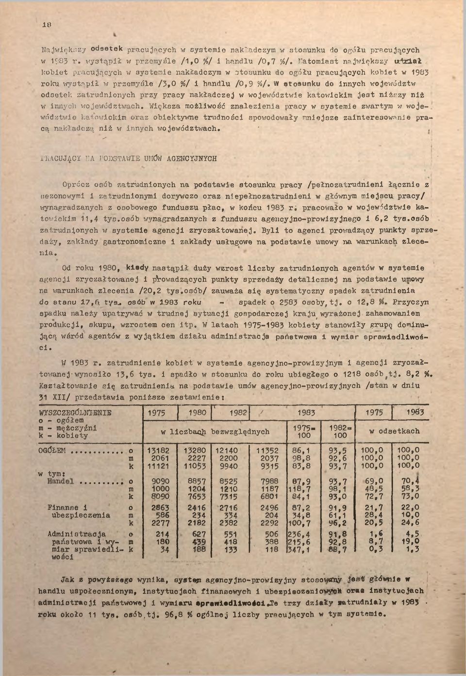 / handlu /0,9 %/ W stosunku do nnych vo jewództw odsetek zatrudnonych przy pracy nakładczej w województwe katowckm jest nżrzy nż w nnych województwach.