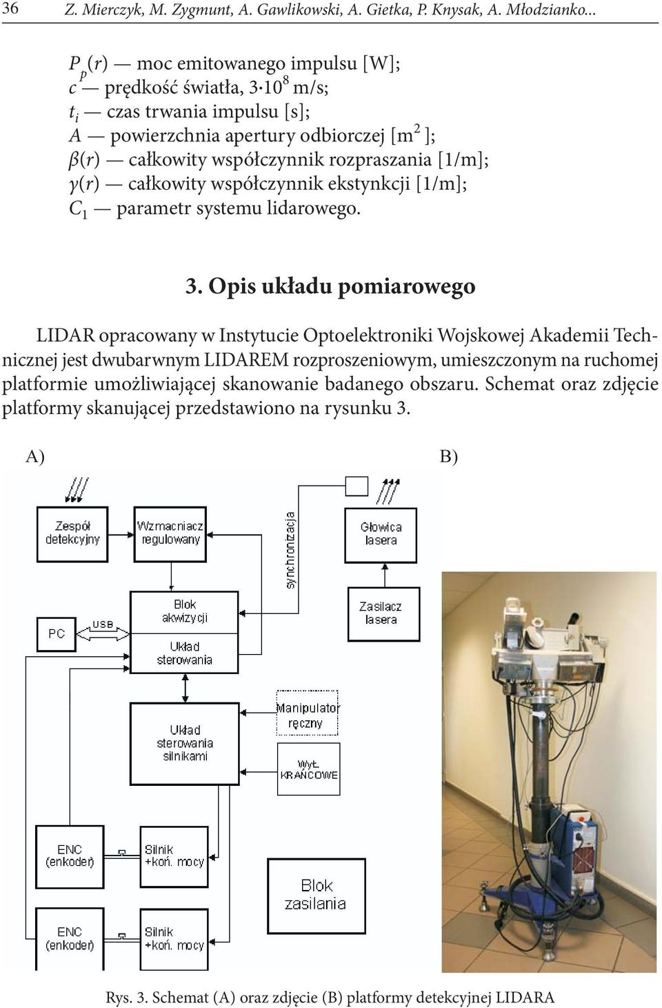 rozpraszania [1/m]; γ(r) całkowity współczynnik ekstynkcji [1/m]; C 1 parametr systemu lidarowego. 3.